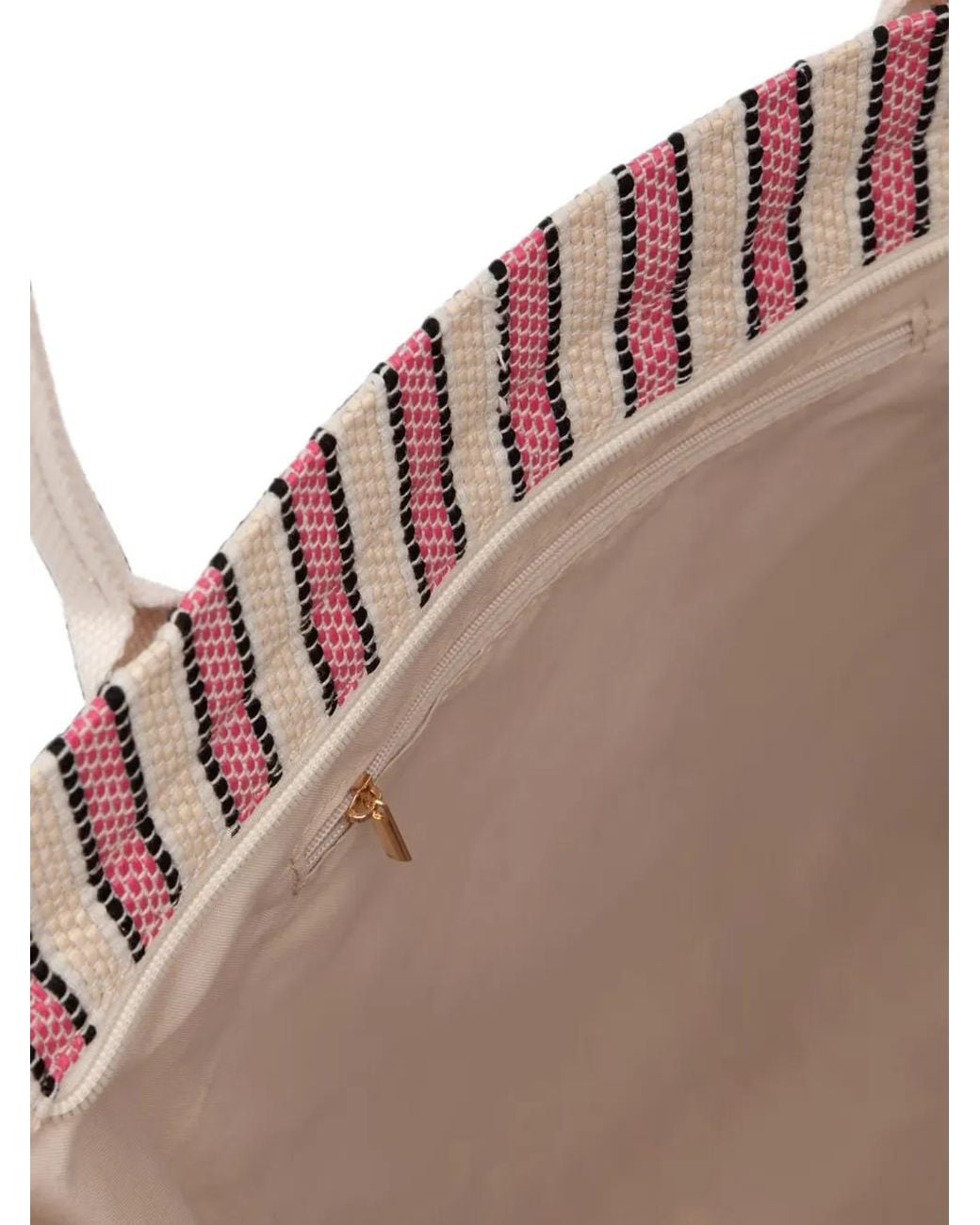 Morgan Pink Striped Logo-Plaque Tote Bag