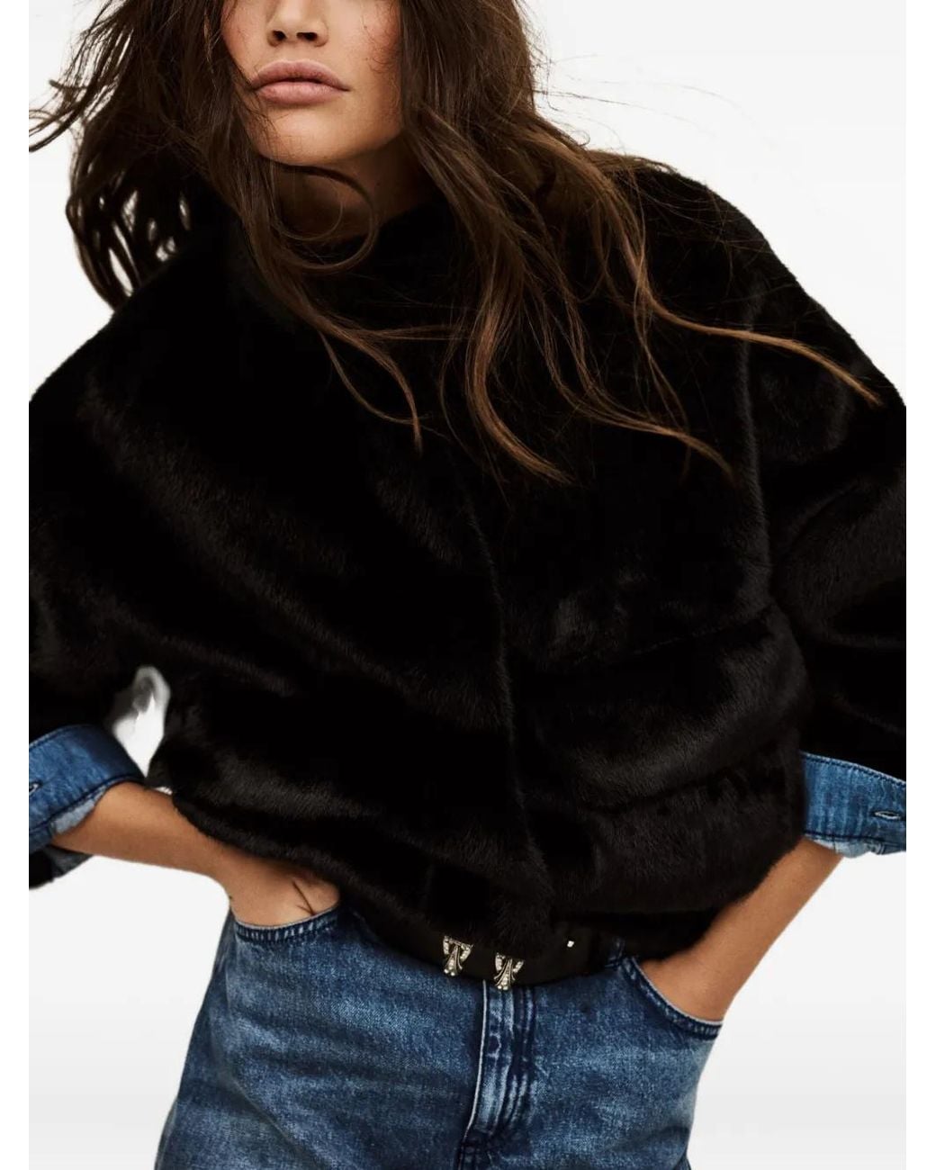 Ba&sh Black Paros Pockets Buttoned Coat