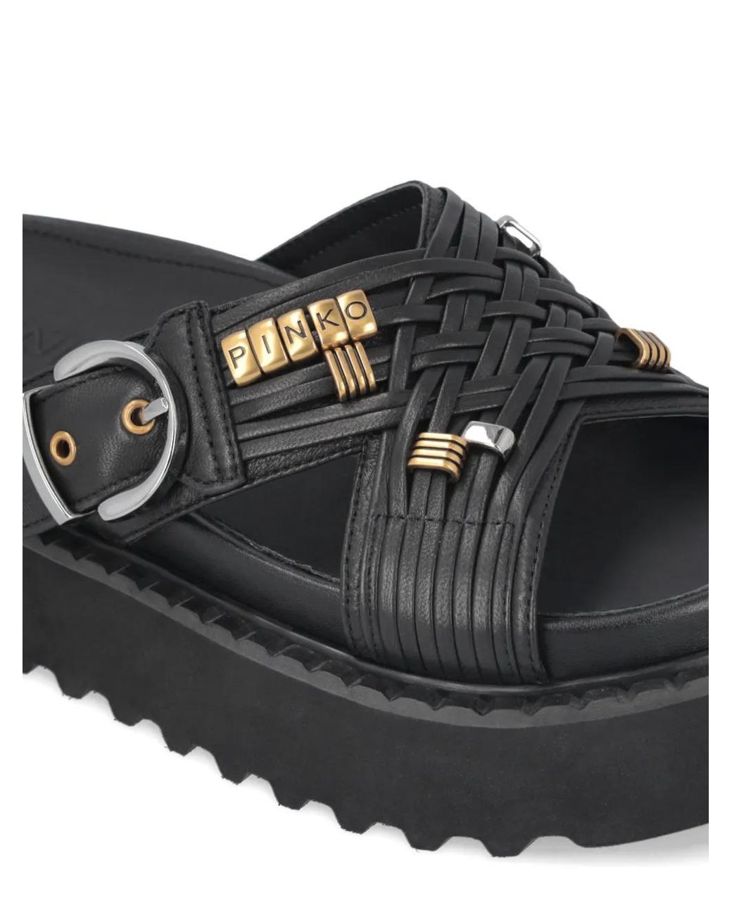 Pinko Black 'Kate' Leather Slippers