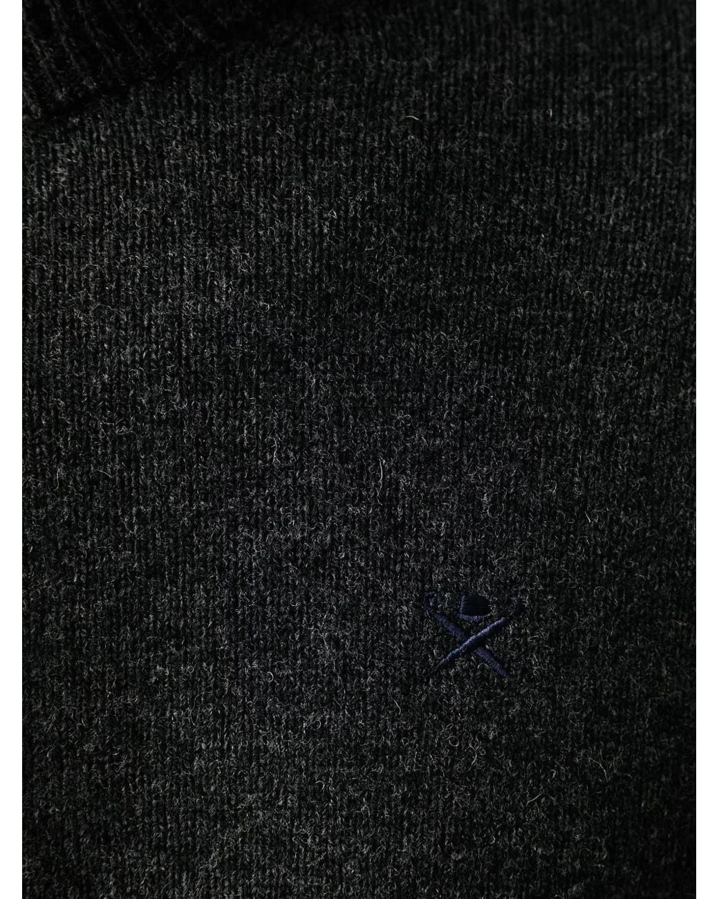 Hackett Black Quarter-Zip Elbow-Patch Sweater for men