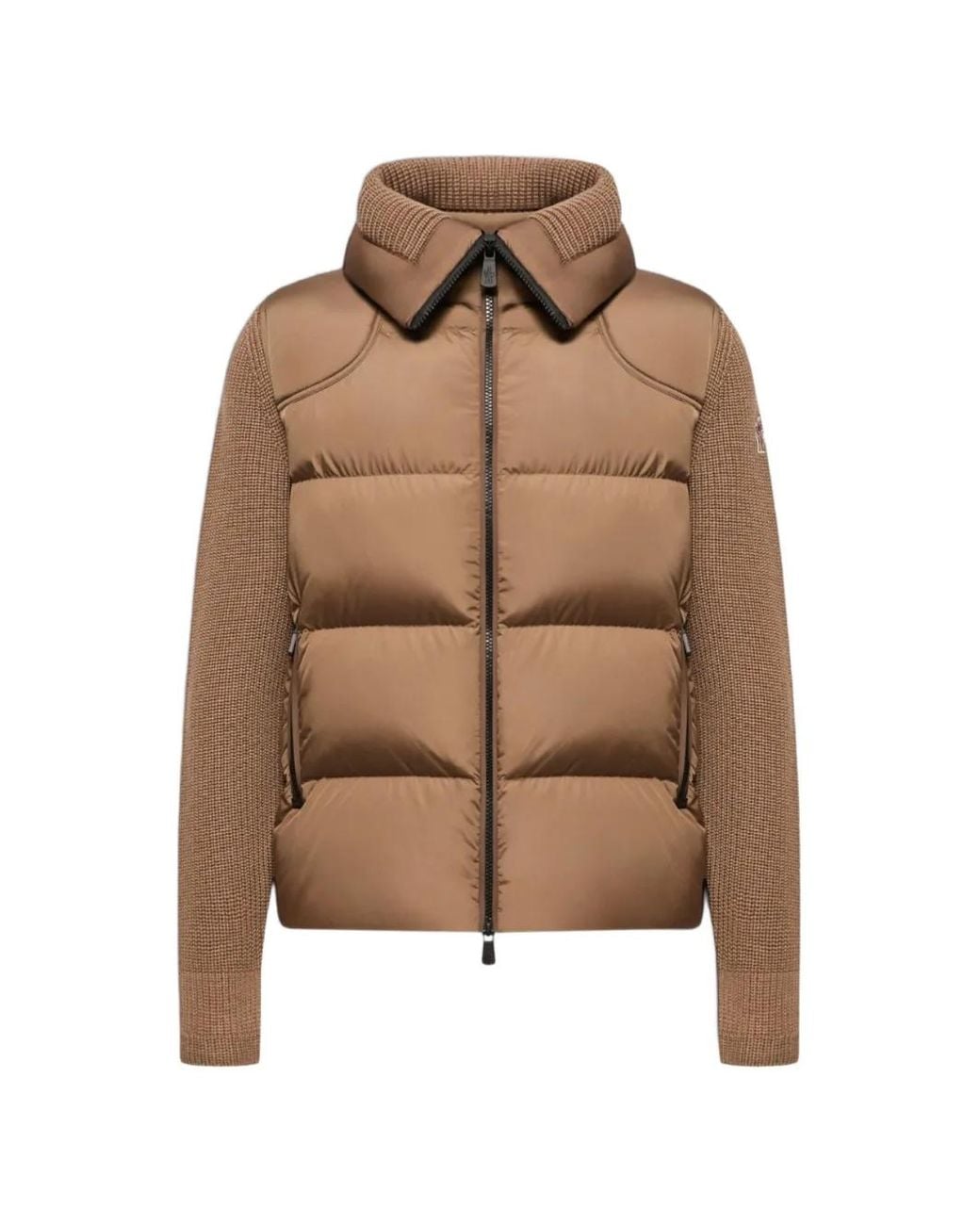 Moncler Brown Padded Knit-Sleeve Jacket for men