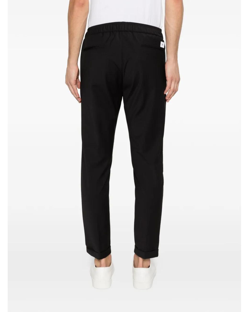Pmds Black Elasticated-Waist Turn-Up Trousers for men