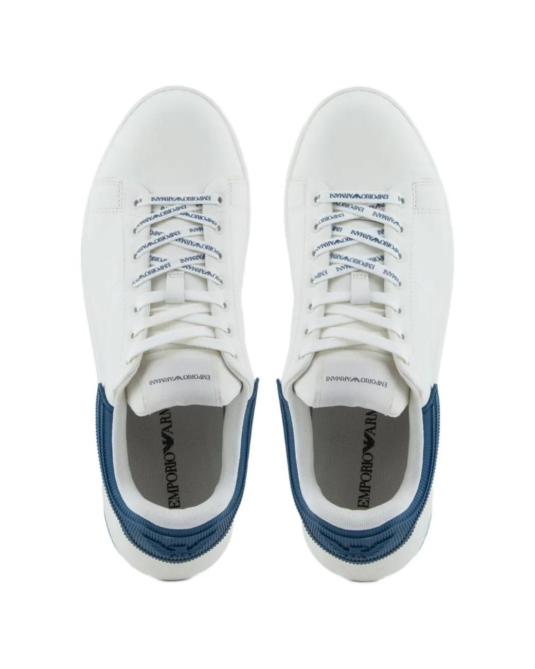 Emporio Armani White Baskets En Cuir À Logo Imprimé for men