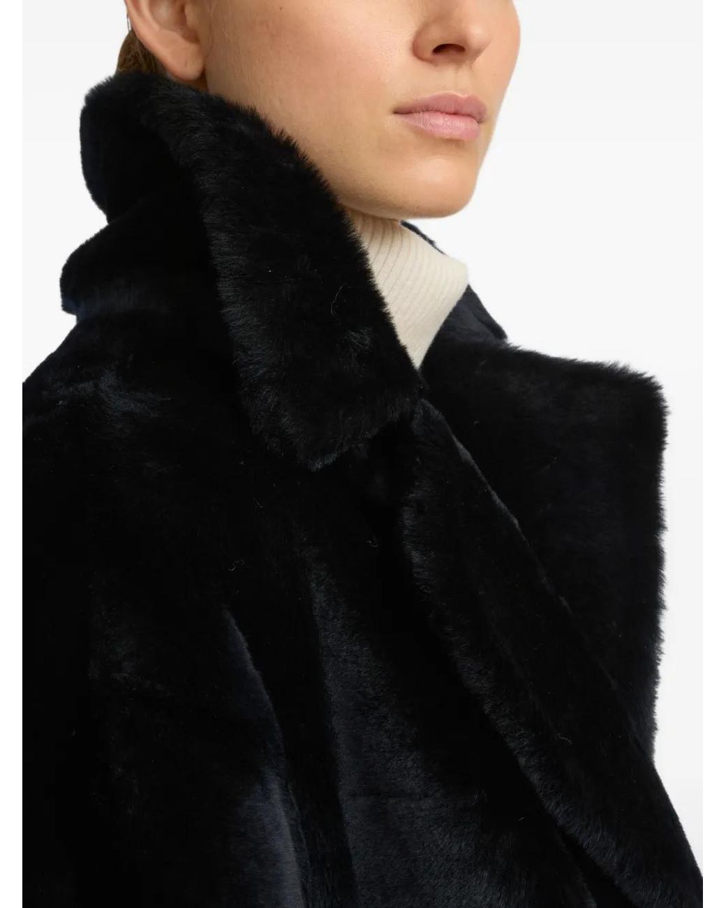 Yves Salomon Black Shearling Pea Jacket