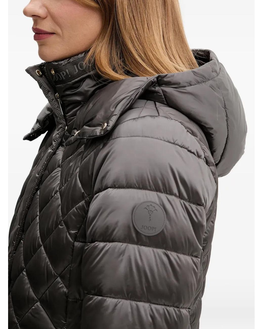 Joop! Black Constance Quilted-Design Coat