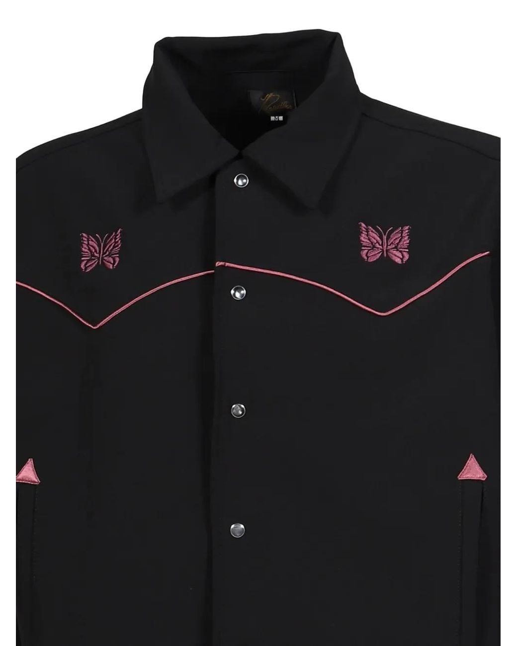 Needles Black Embroidered-Detail Shirt Jacket for men