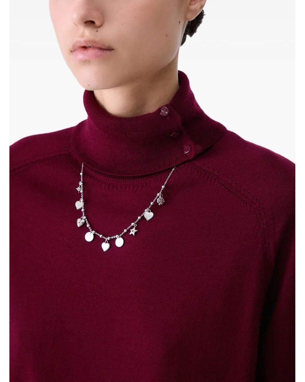 Liu Jo Red Wool Turtleneck With Bracelet