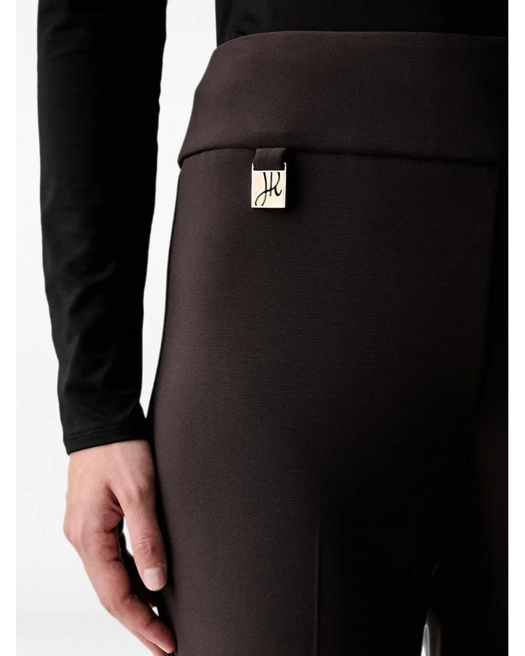 Joseph Ribkoff Black Logo-Plaque Slim-Fit Trousers