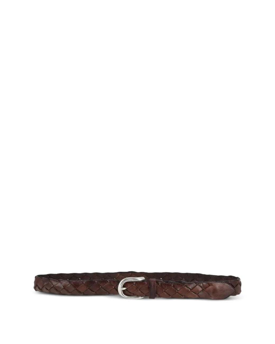 Alberto Luti White Treccia Interwoven Leather Belt for men