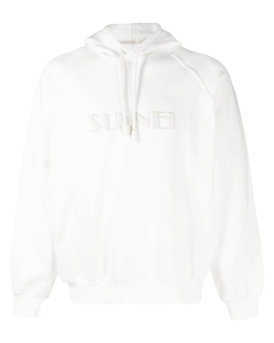 Sunnei White Logo-Embroidered Cotton Hoodie