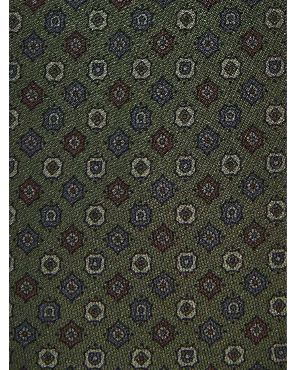 Ferragamo Green Micro Pattern Silk Tie for men