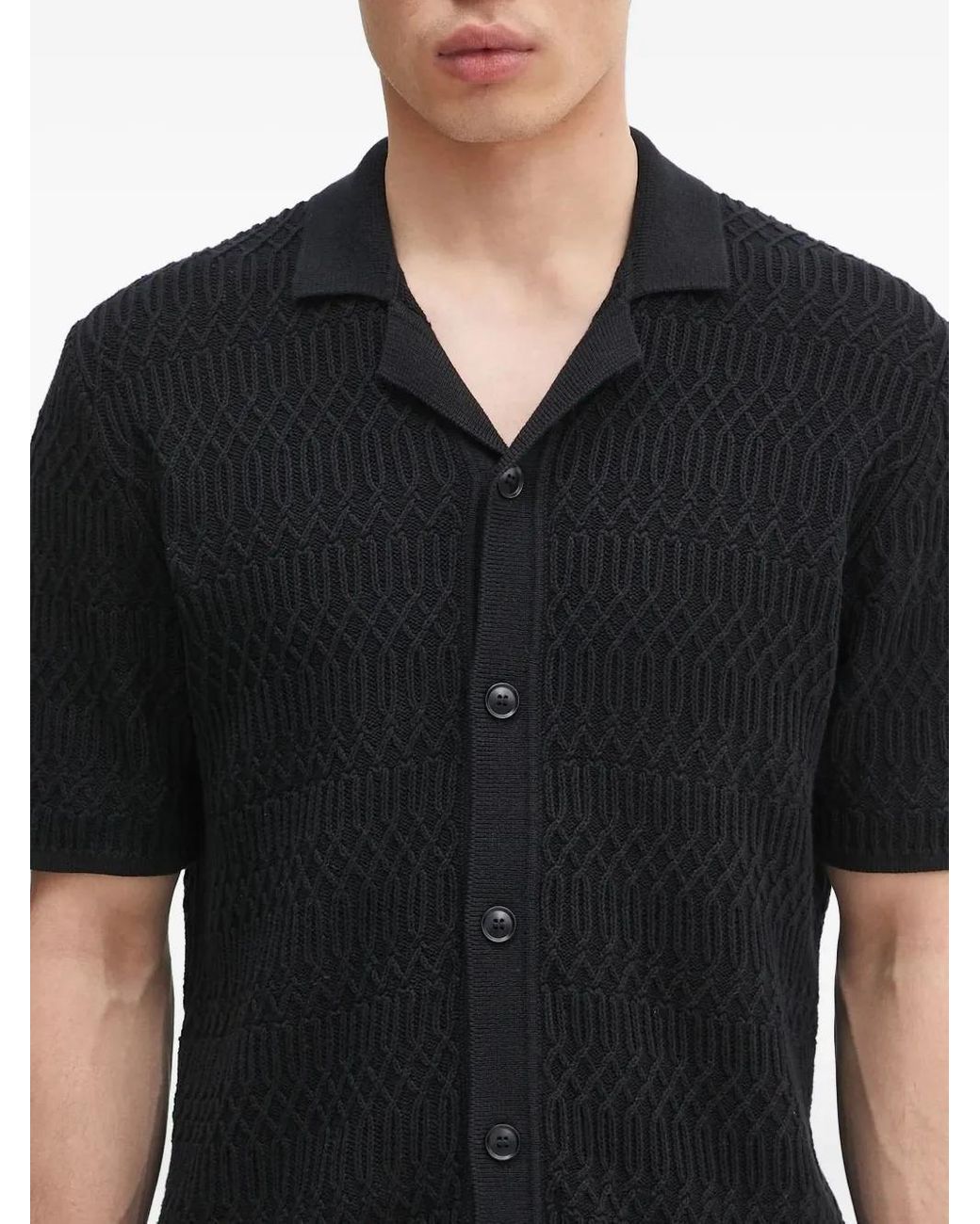 Samsøe & Samsøe Black Textured Short-Sleeve Shirt for men