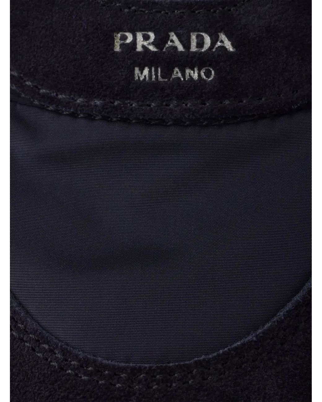 Prada Blue Collapse Re-Nylon And Suede Mules