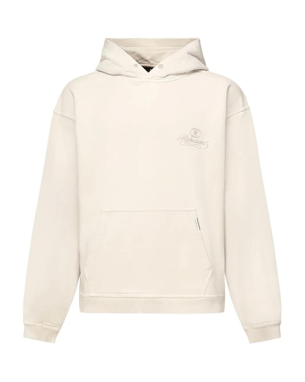 Represent White Embroidered-Logo Hoodie for men