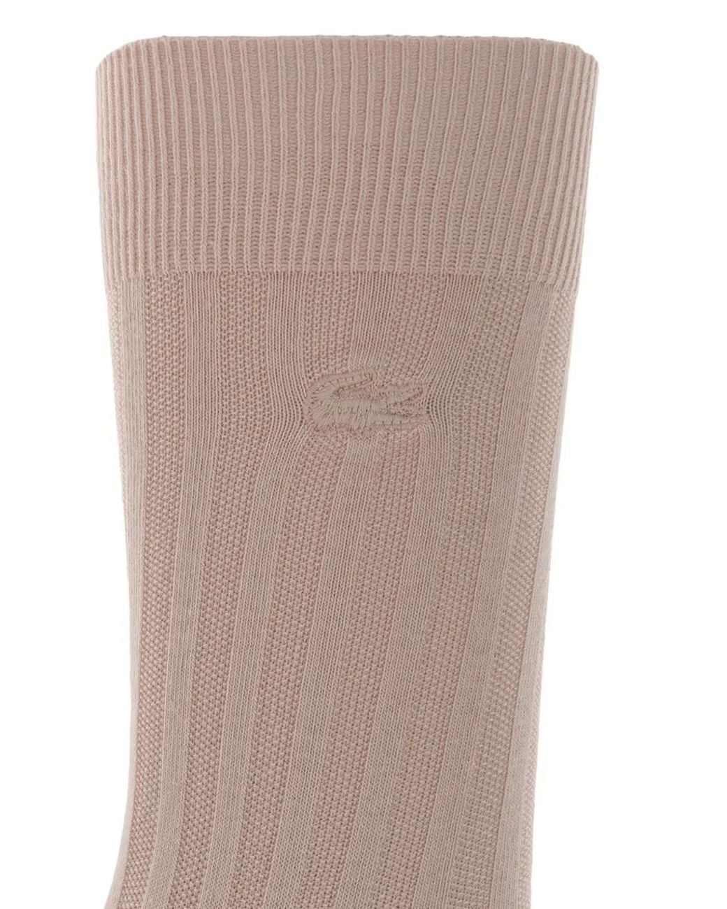 Lacoste Gray Ribbed Logo-Embroidered Socks for men
