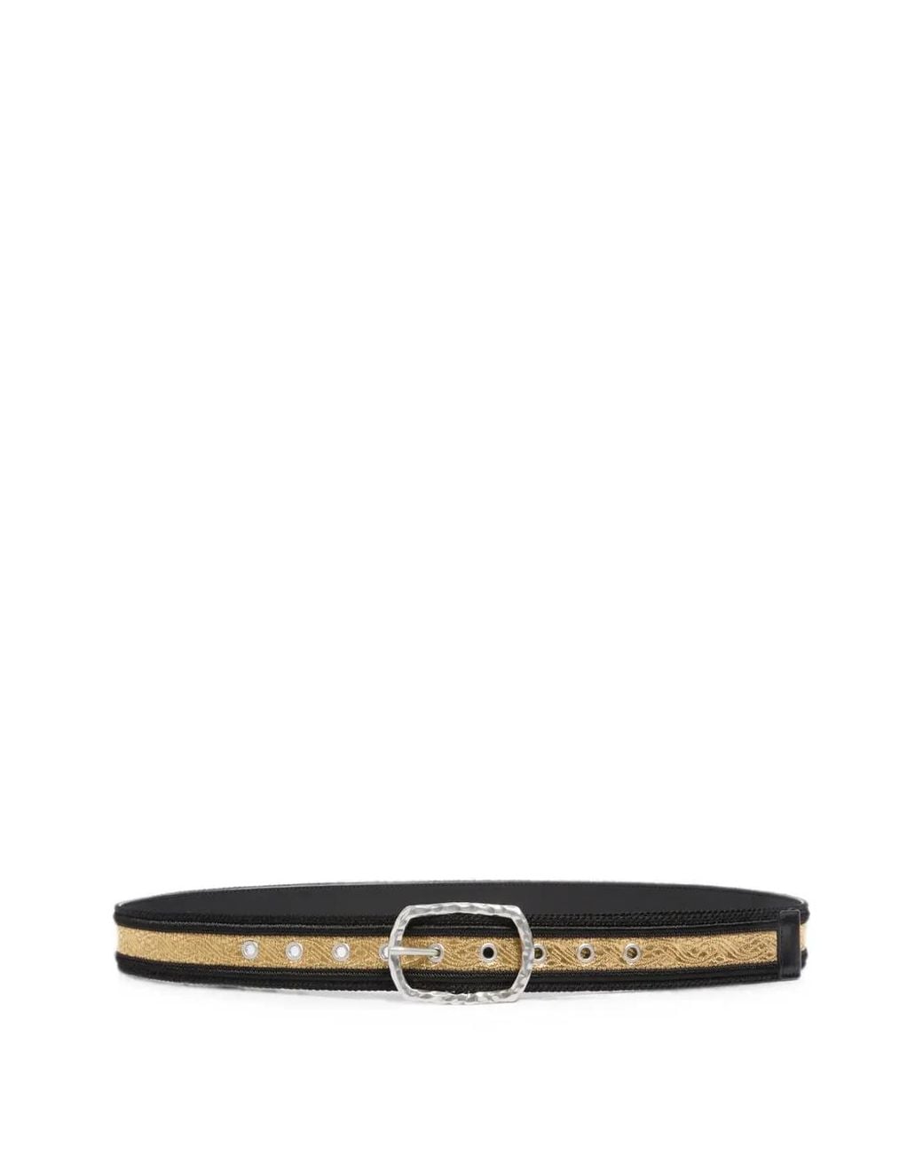 Ann Demeulemeester White Regimental Jacquard Belt
