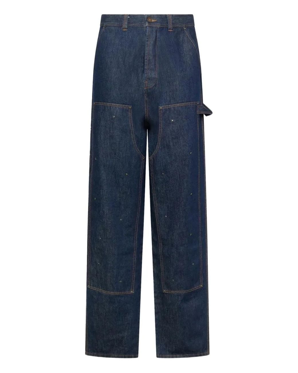 Kusikohc Blue High-Waisted Straight-Leg Jeans for men