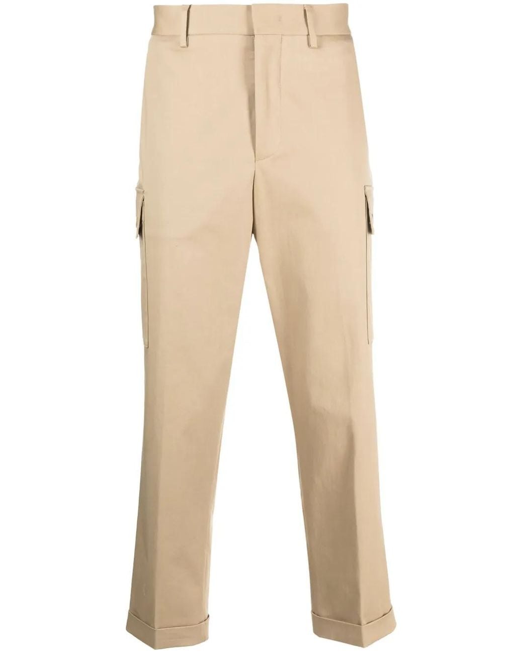 Etro Natural Pegaso-Motif Cropped Cargo Trousers for men