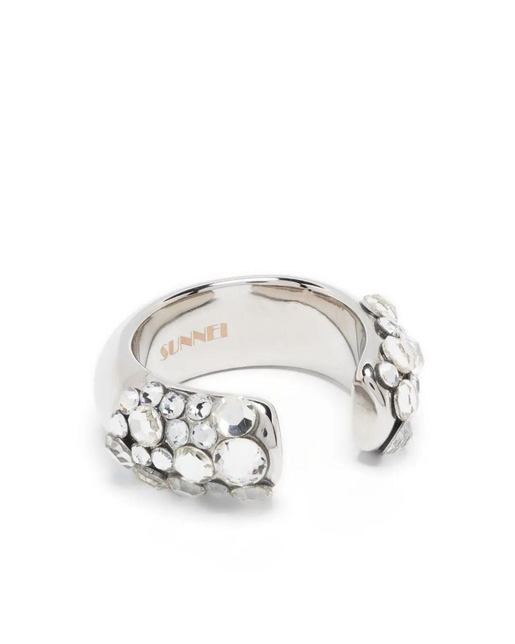 Sunnei White Rhinestone-Embellished Open-Design Ring