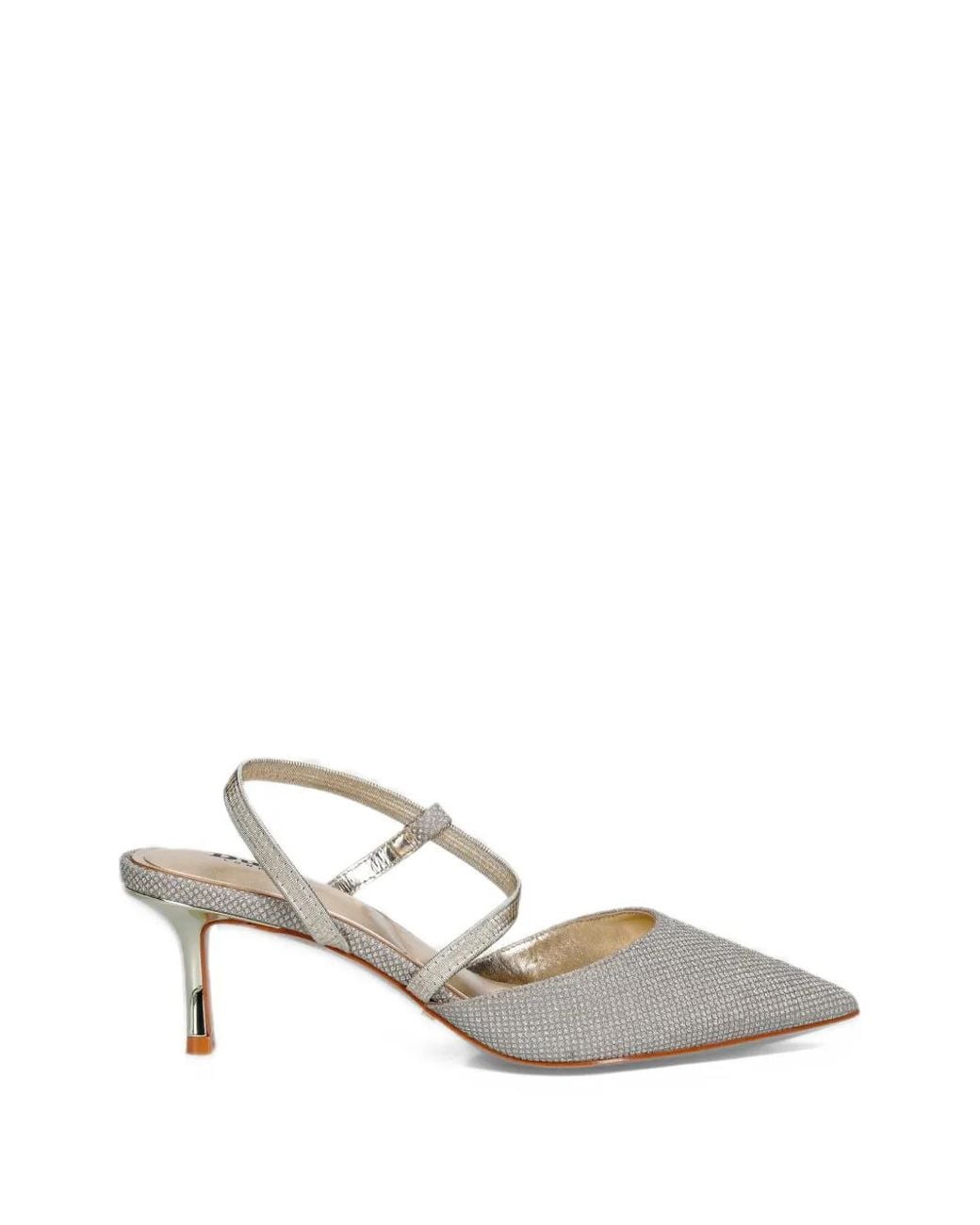 Dune White Charming Glitter-Effect Slingback Pumps