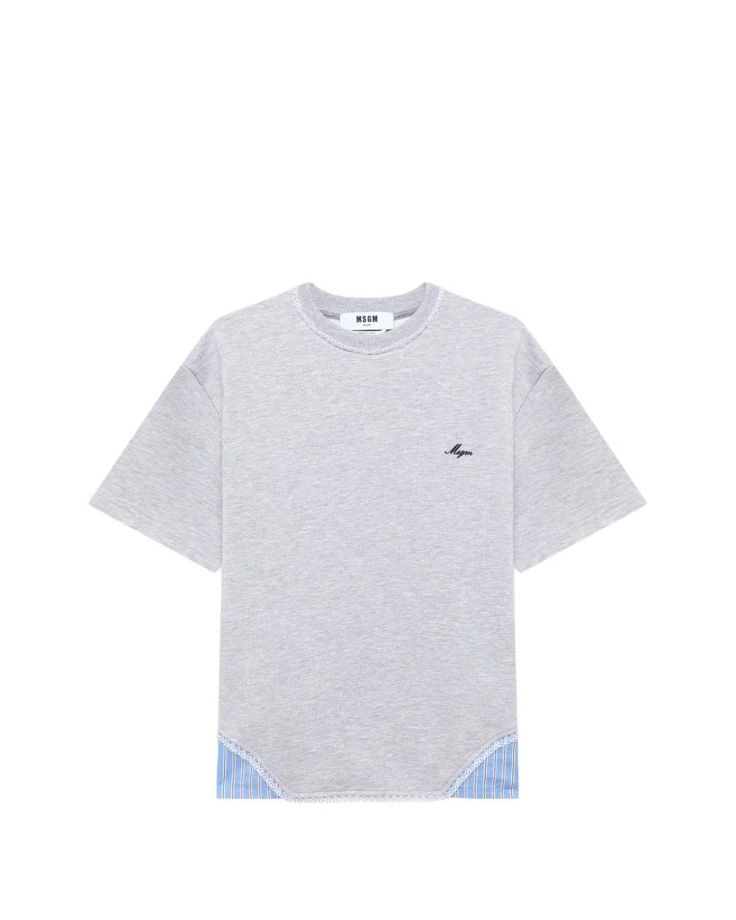 MSGM White Lace-Trim Logo-Embroidered T-Shirt