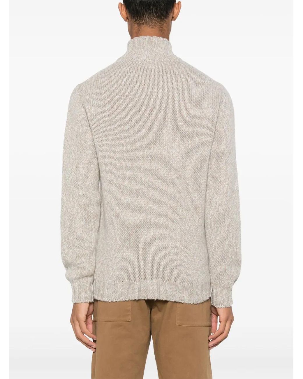 Fedeli White High-Neck Contrasting-Trim Jumper for men