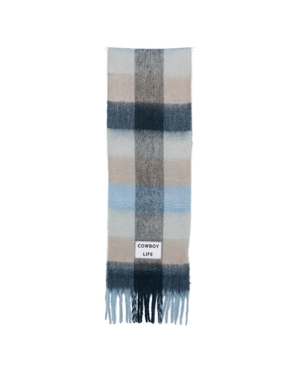 Verb to Do Gray Checked Fringed Scarf