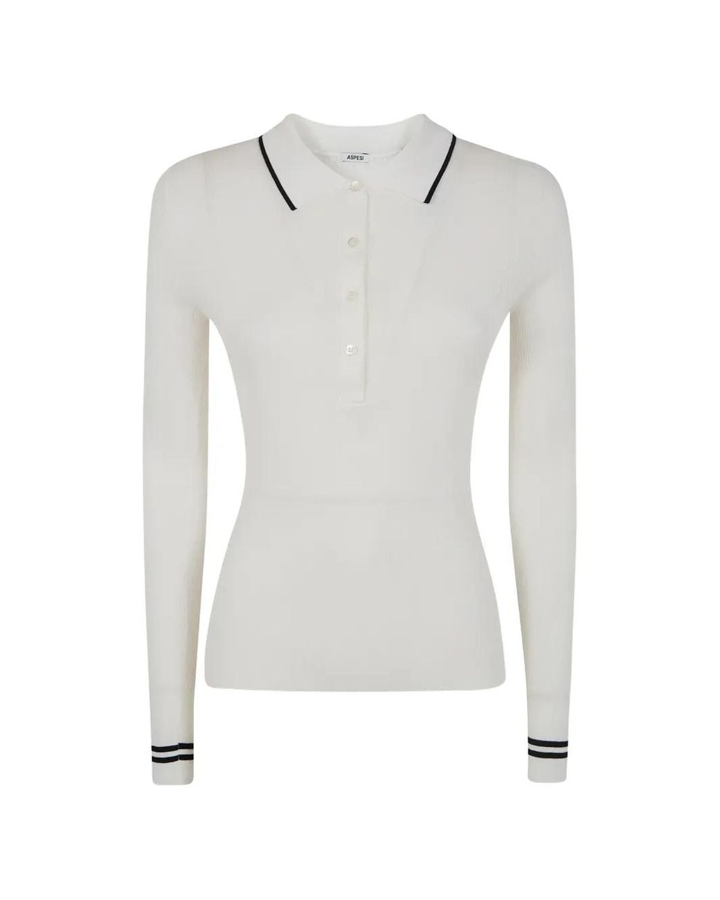 Aspesi White Ribbed Polo Shirt