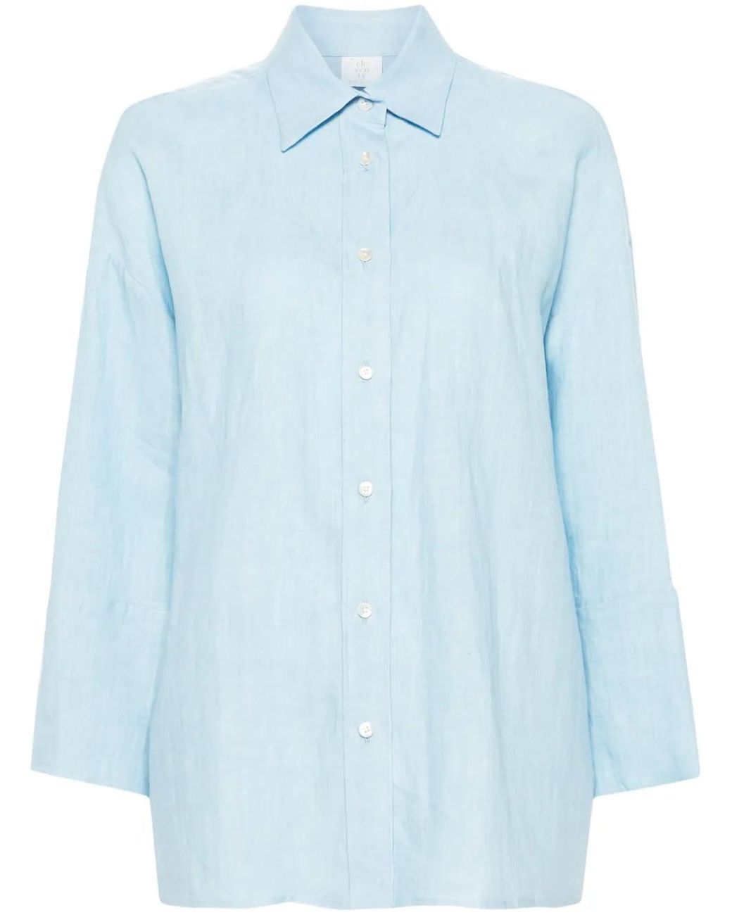 Eleventy Blue Linen Drop-Shoulder Shirt
