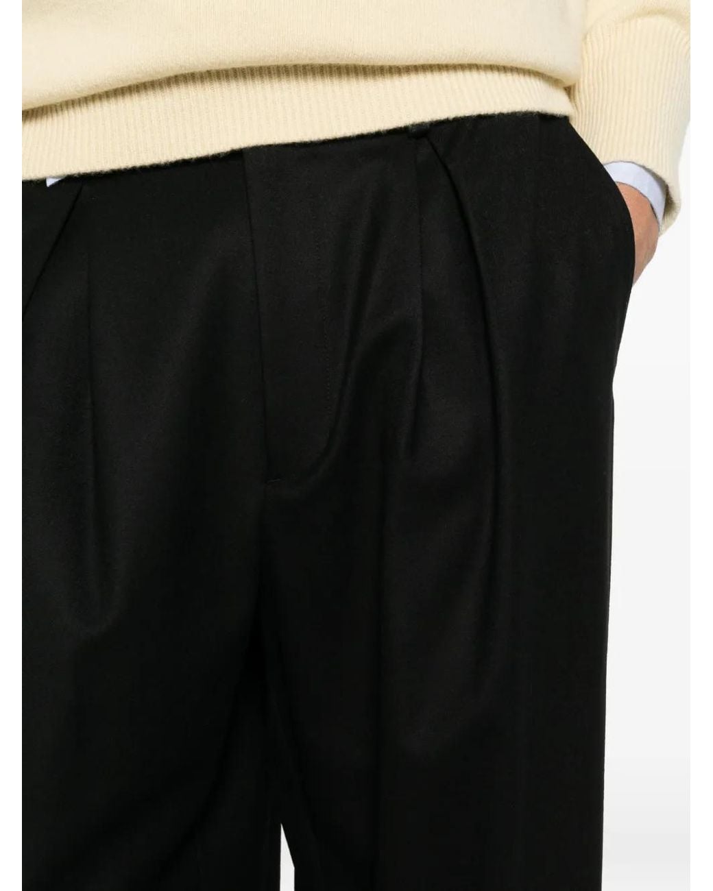 Ssstein Black Pleated Wide-Leg Trousers for men