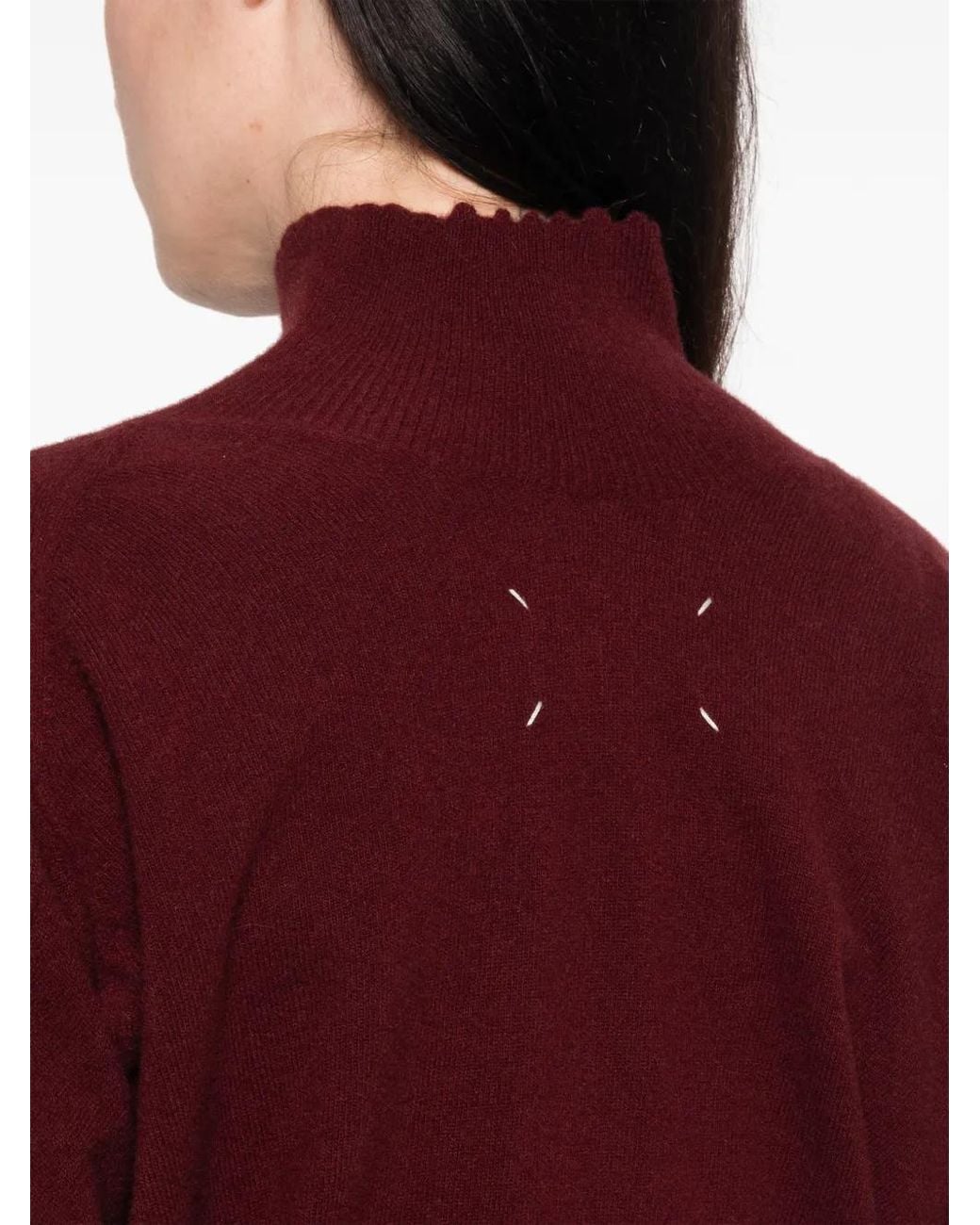 Maison Margiela Purple Distressed High-Neck Sweater