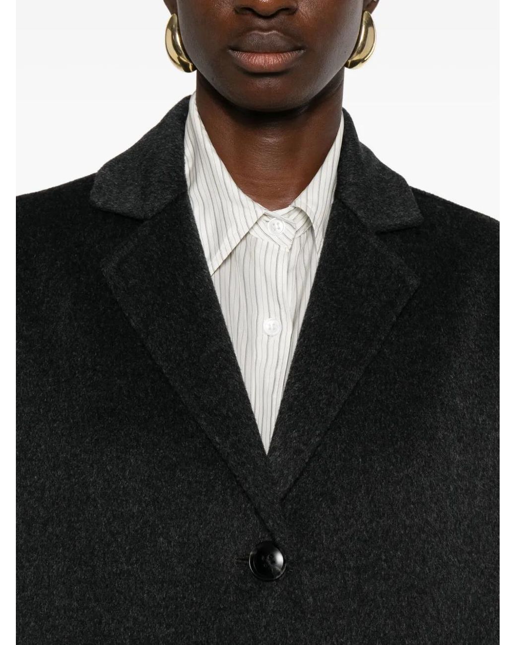 Semicouture Black Button-Fastening Pocket Coat