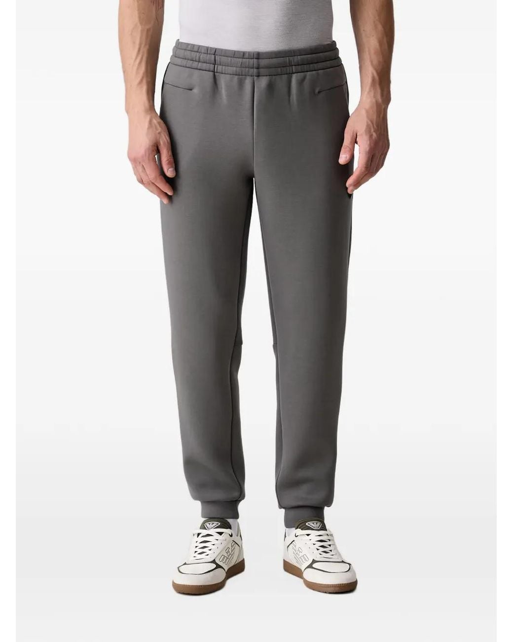EA7 Gray Logo-Patch Zip-Up Jersey Tracksuit for men
