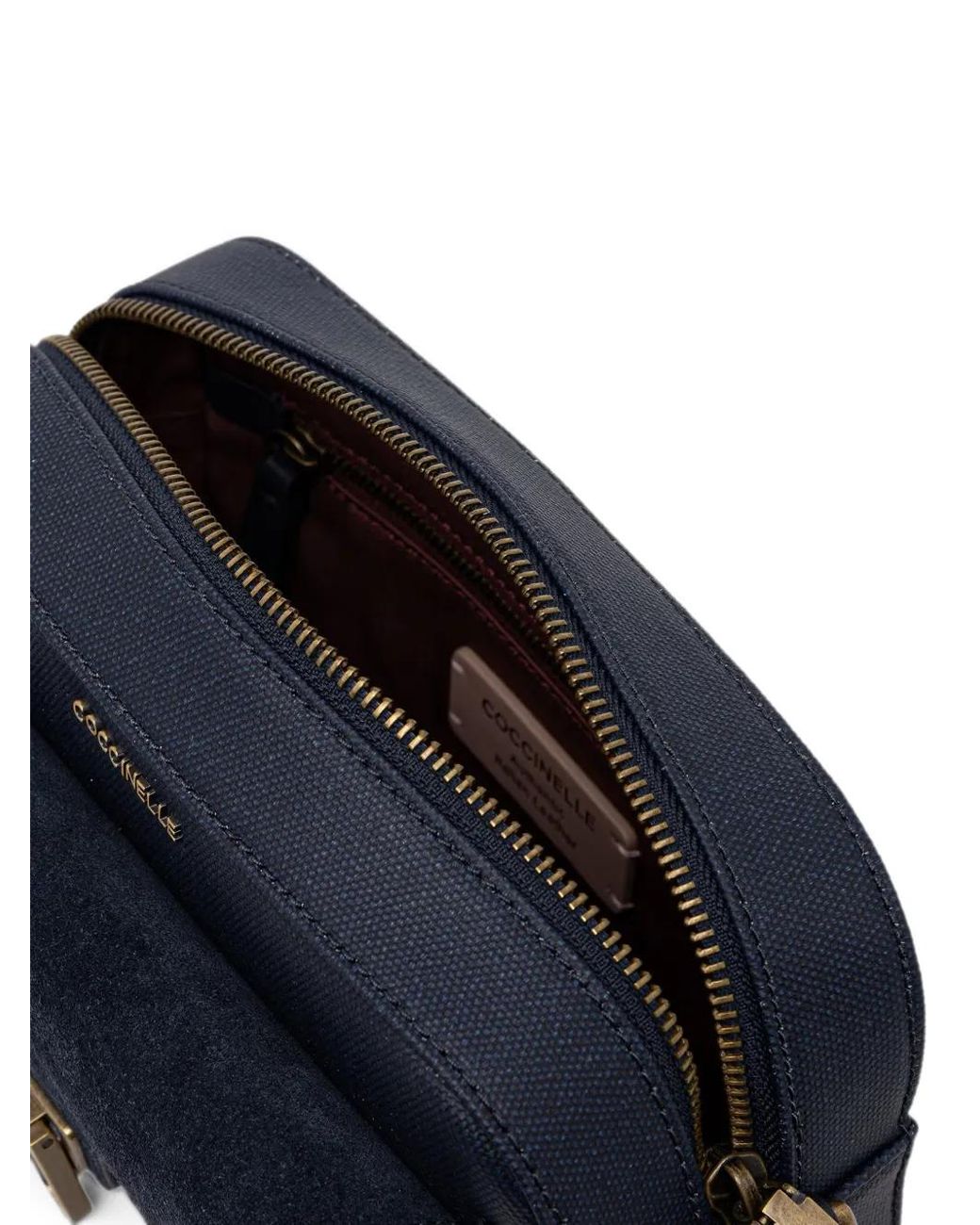 Coccinelle Blue Suede-Panelled Crossbody Bag