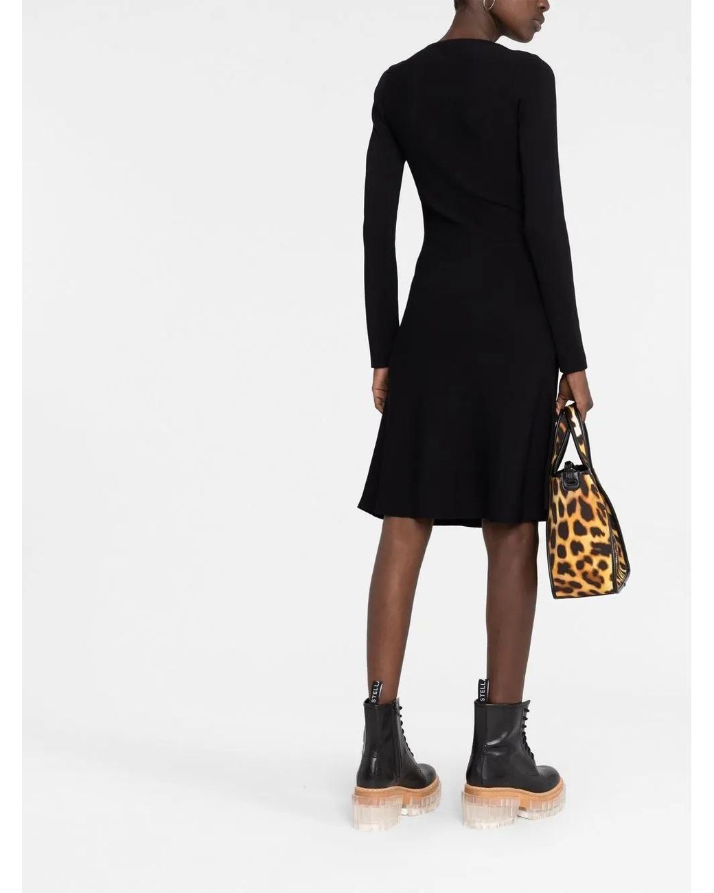 Stella McCartney Black Sweetheart-Neck Flared Dress