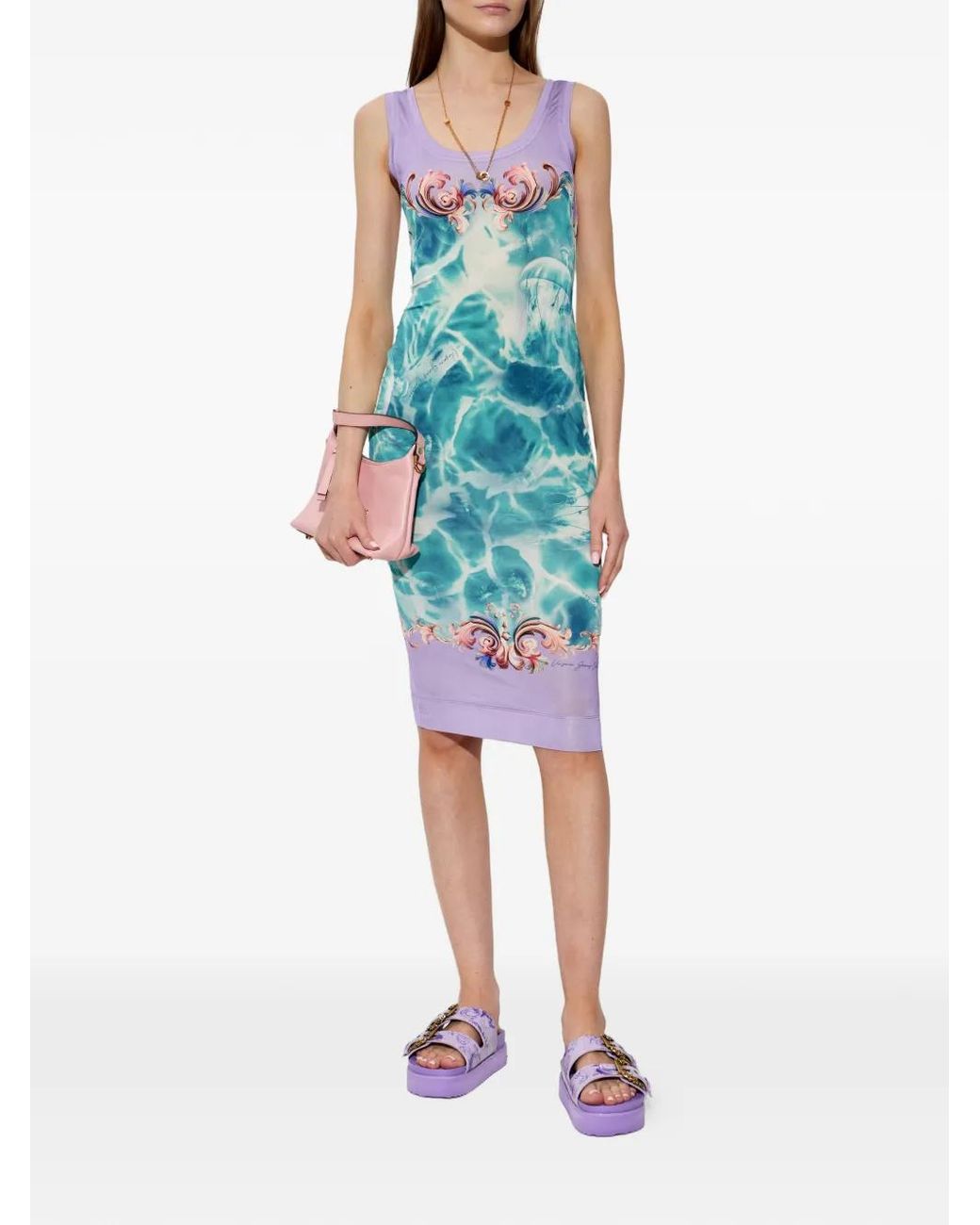 Versace Jeans Couture Purple Buckle-Strap Platform Sandals