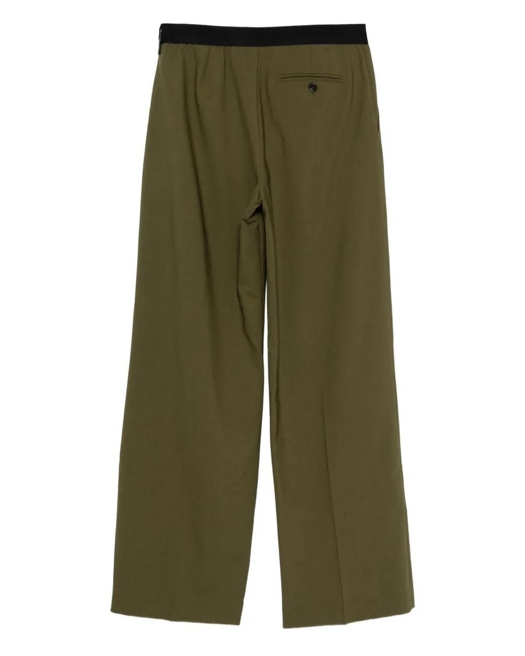 MSGM Green High-Waist Wool-Blend Palazzo Trousers