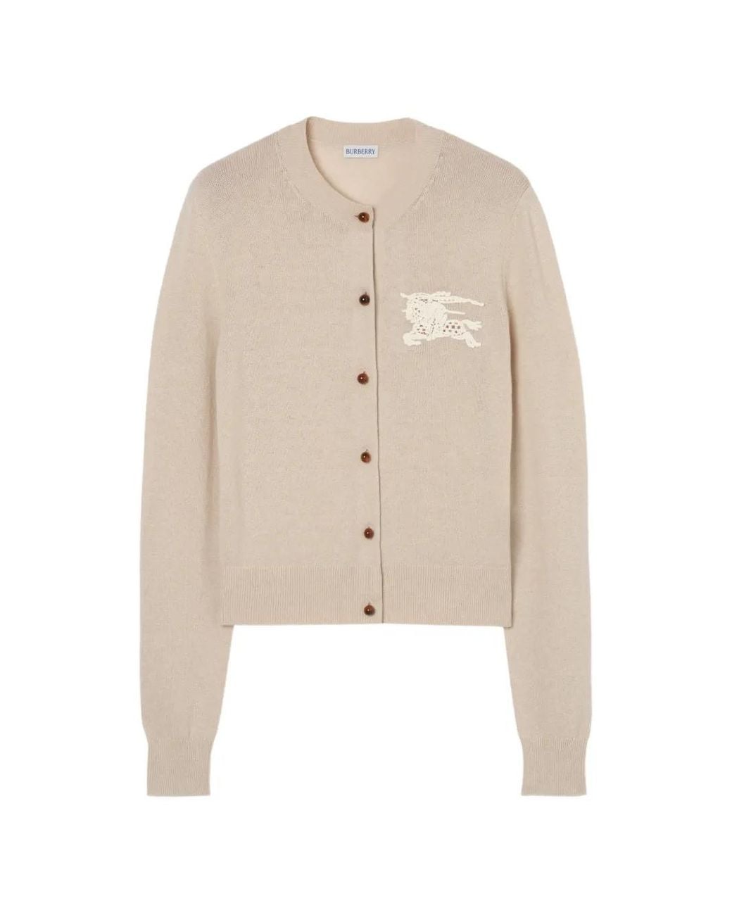 Burberry White Knight Cotton Wool Cardigan