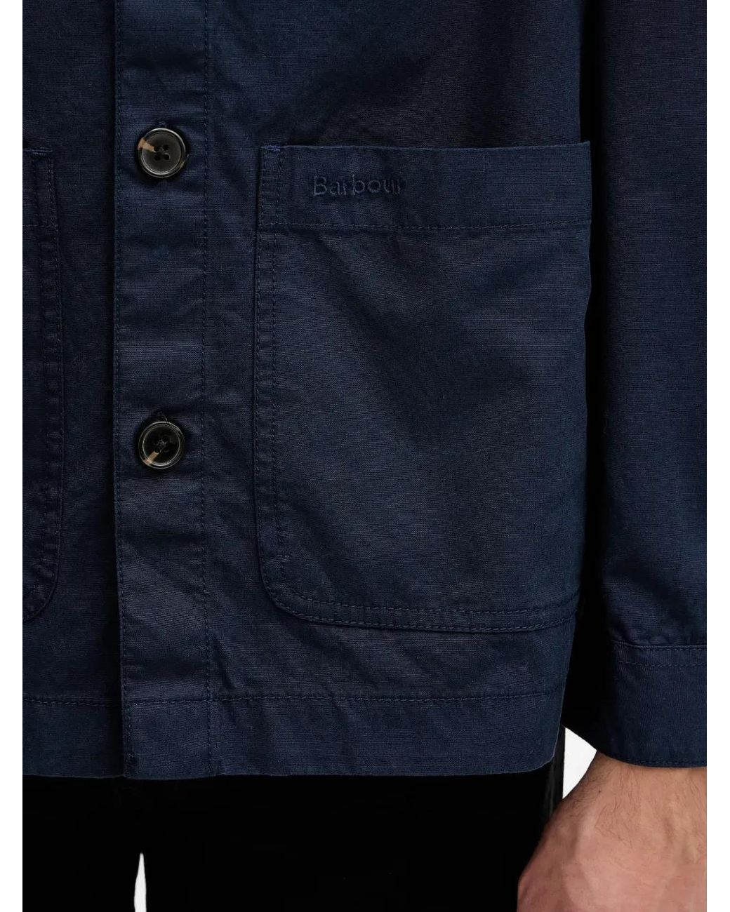 Barbour Blue Button Corduroy Collar Jacket for men
