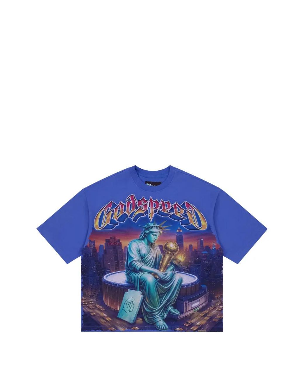 Godspeed Blue Graphic-Print Cotton T-Shirt for men