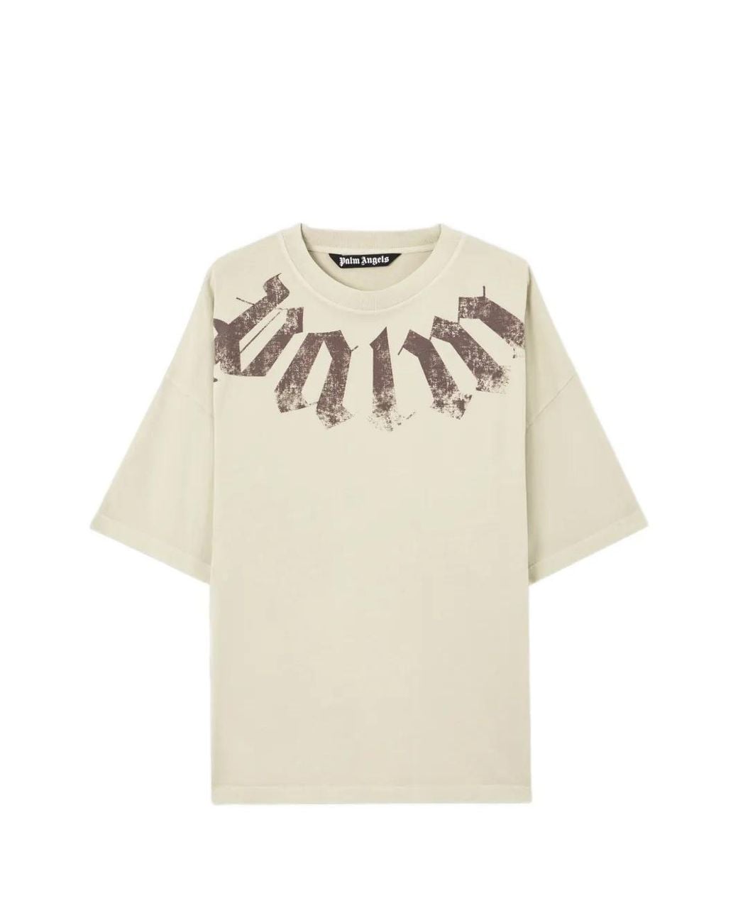 Palm Angels White Big Neck Logo Loose T-Shirt for men