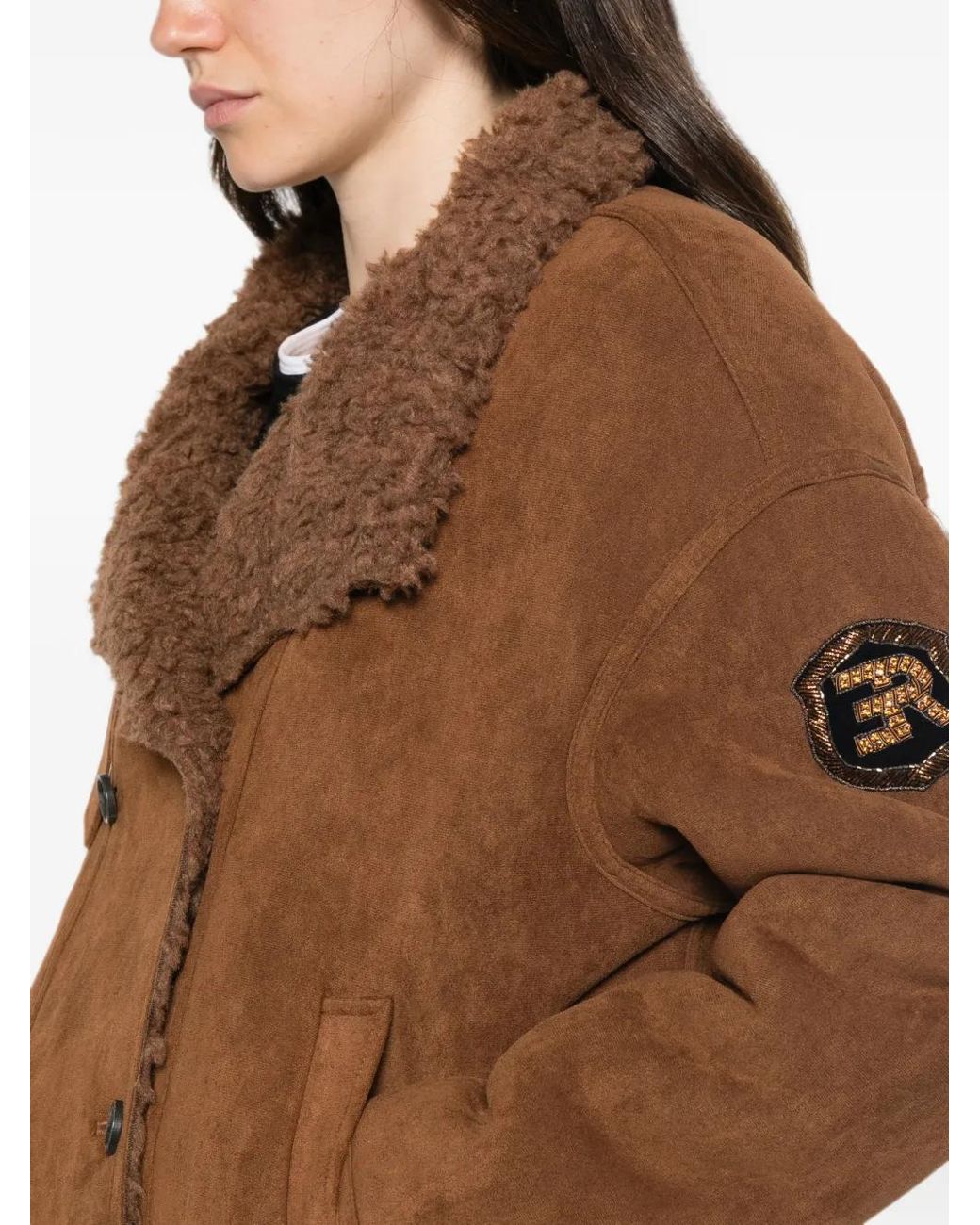 ERMANNO FIRENZE Brown Side-Pocket Double-Breasted Coat