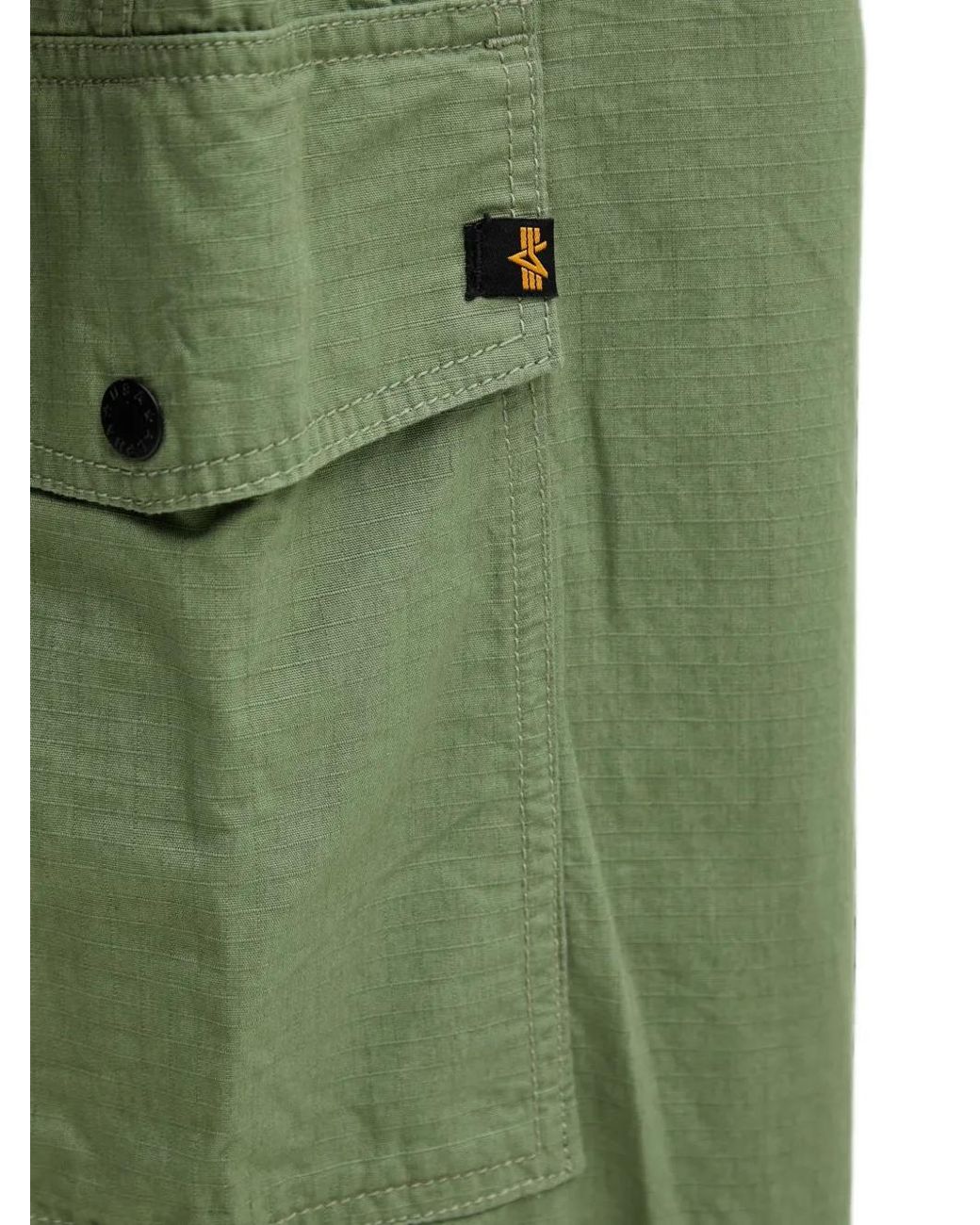Alpha Industries Green Ripstop Wide-Leg Trousers for men