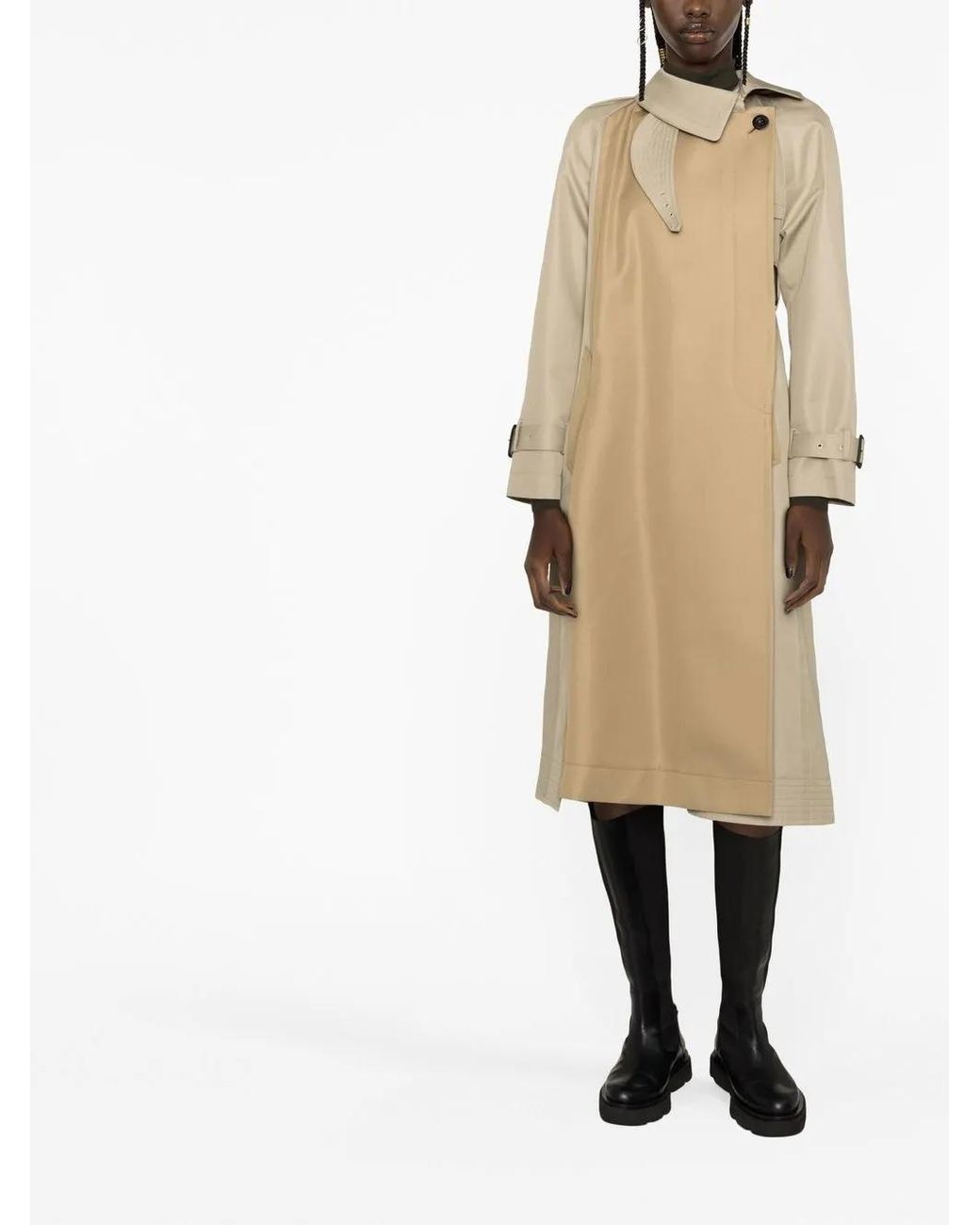 Sacai Natural Two-Tone Buttoned Coat