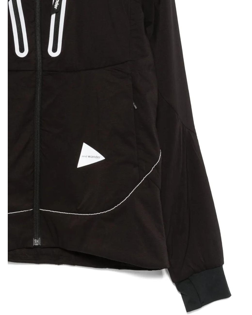 And Wander Black Hooded Zip-Up Jacket