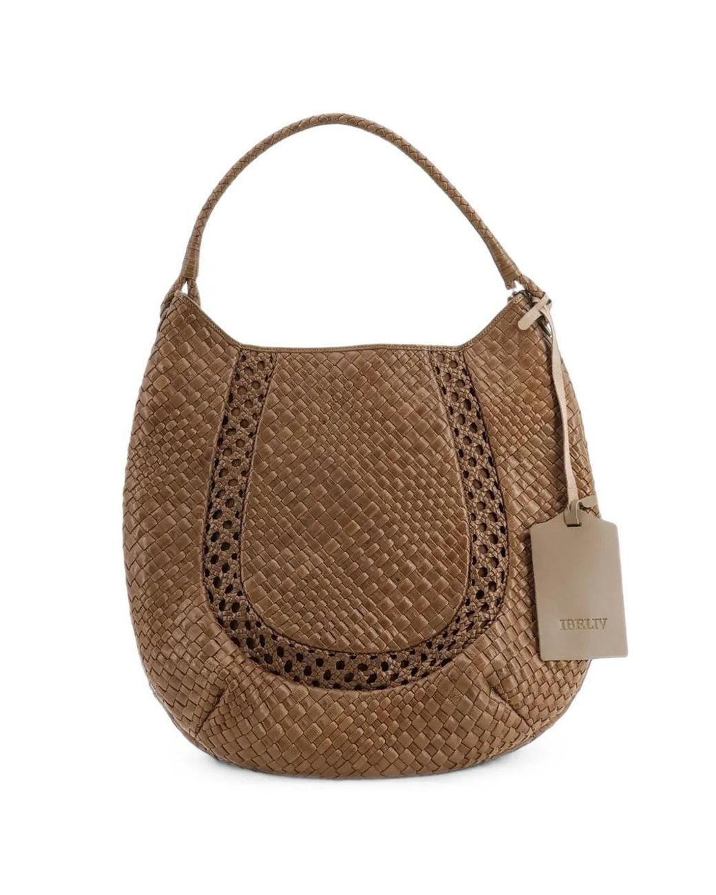 IBELIV Brown Lamia Woven Shoulder Bag