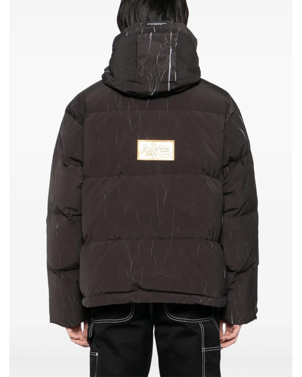 Aape By A Bathing Ape Black Crease Effect Padded Jacket for men