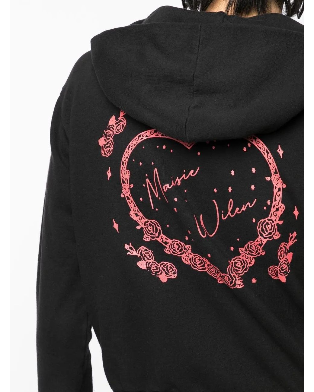 Maisie Wilen Black Graphic-Print Zipped Hoodie