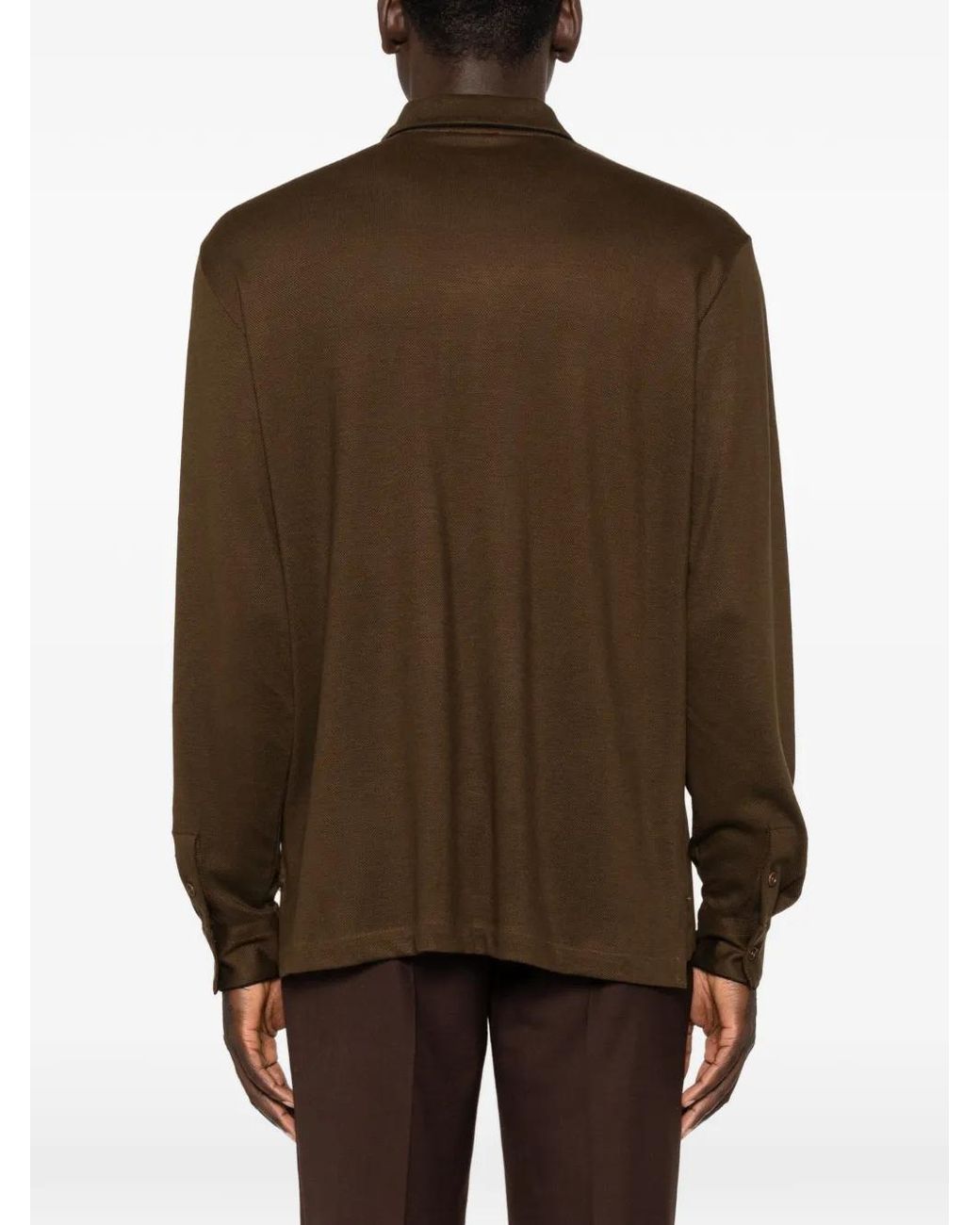 Tom Ford Brown Cotton Silk Piquet Polo for men