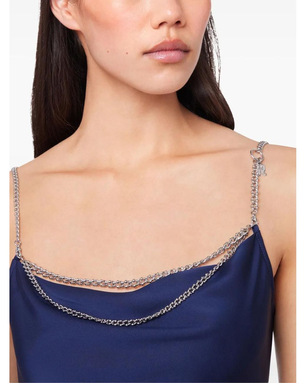 Rabanne Blue Chain-Straps Maxi Dress